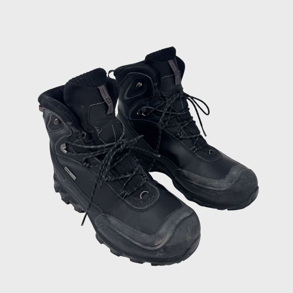 Salomon Climatherm HD Mens Boots Black Leather Goretex Hiking Outdoor US 11.5